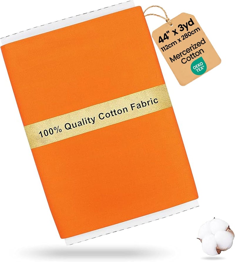 craftido -19 Options-100% Cotton Fabric by The Yard in Solid Color 44”Wide by 3yd (9 ft) -Medium Weight 5.2 oz-Soft Cotton for Quilting, Sewing, Crafts, Binding, Backing and Lining - Orange - Image 1